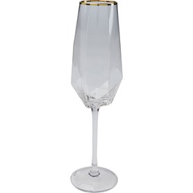 Čaša za šampanjac Glass Diamond Gold Rim