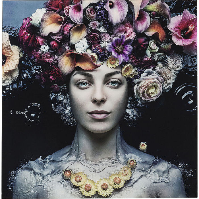 Staklena slika Flower Art Lady