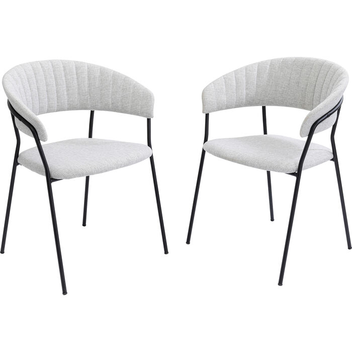 Stolica s rukonaslonom Belle Velvet Light Grey (2/Set)