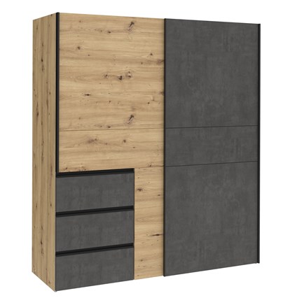 Ormar WINN 170 (hrast + tamno siva, 170x61x200,5)