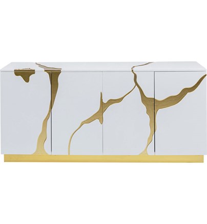 Komoda Cracked White Gold 165x80cm