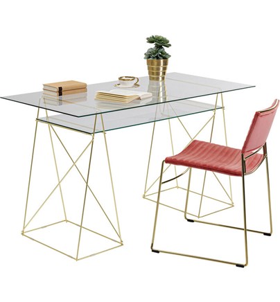 Desk Polar Brass Matt 8mm kaljeno staklo