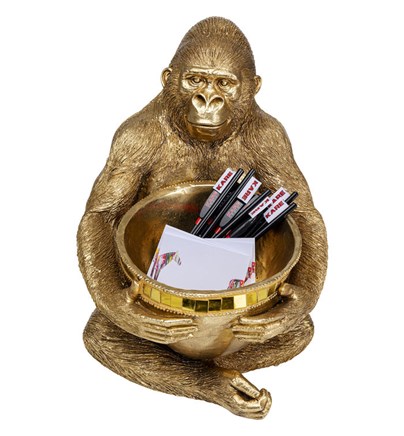 Dekorativna figura Gorilla Holding Zdjela Gold 41cm